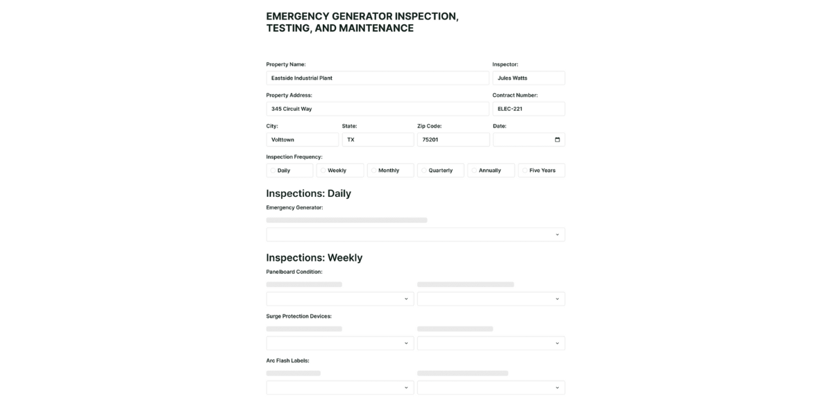 Job sheet for an electrical job in a commercial building on the BuildOps platform.
